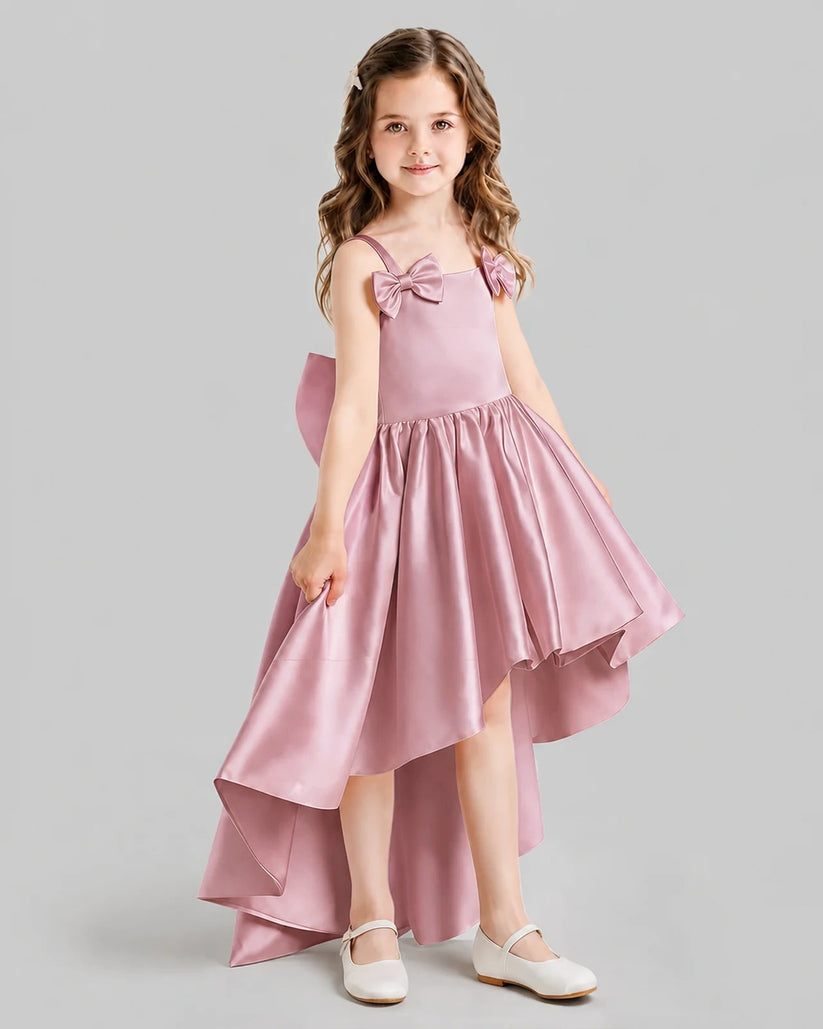 Dusty Rose Flared Flower Girl Dresses Side