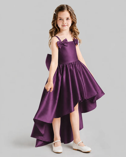 Grape Flared Flower Girl Dresses Side