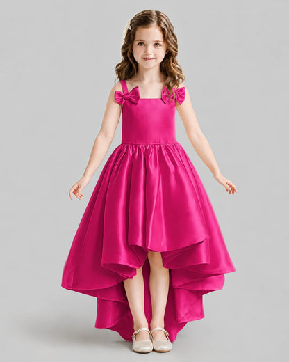 Hot Pink Flared Flower Girl Dresses Front