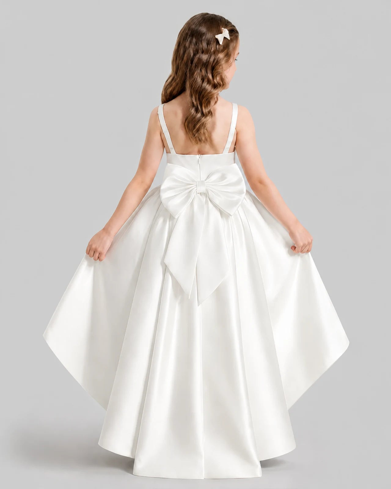 Ivory Flared Flower Girl Dresses Back