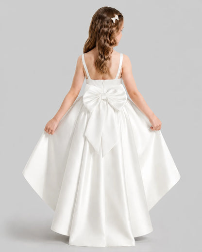 Ivory Flared Flower Girl Dresses Back