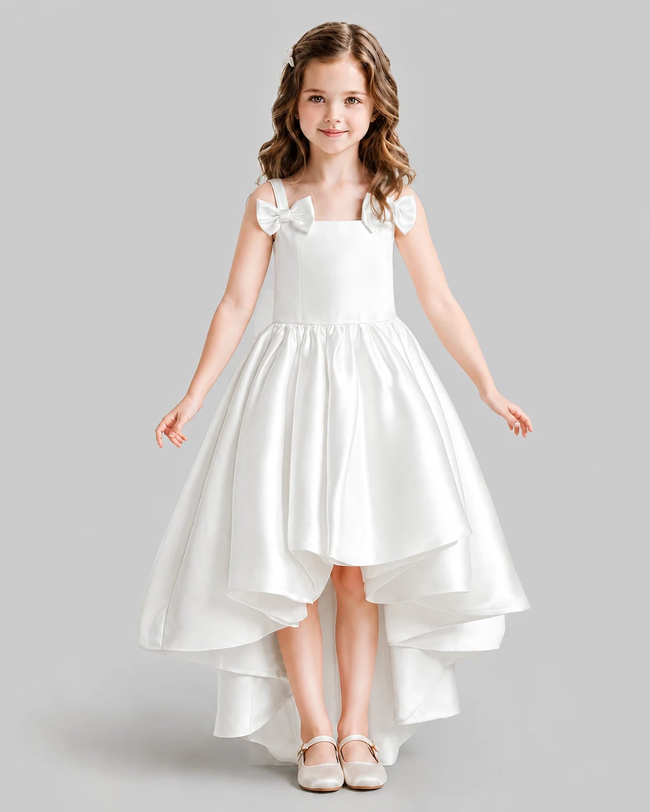 Ivory Flared Flower Girl Dresses Front