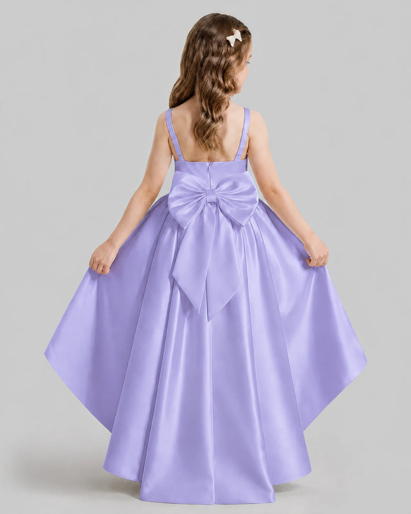 Lavender Flared Flower Girl Dresses Back