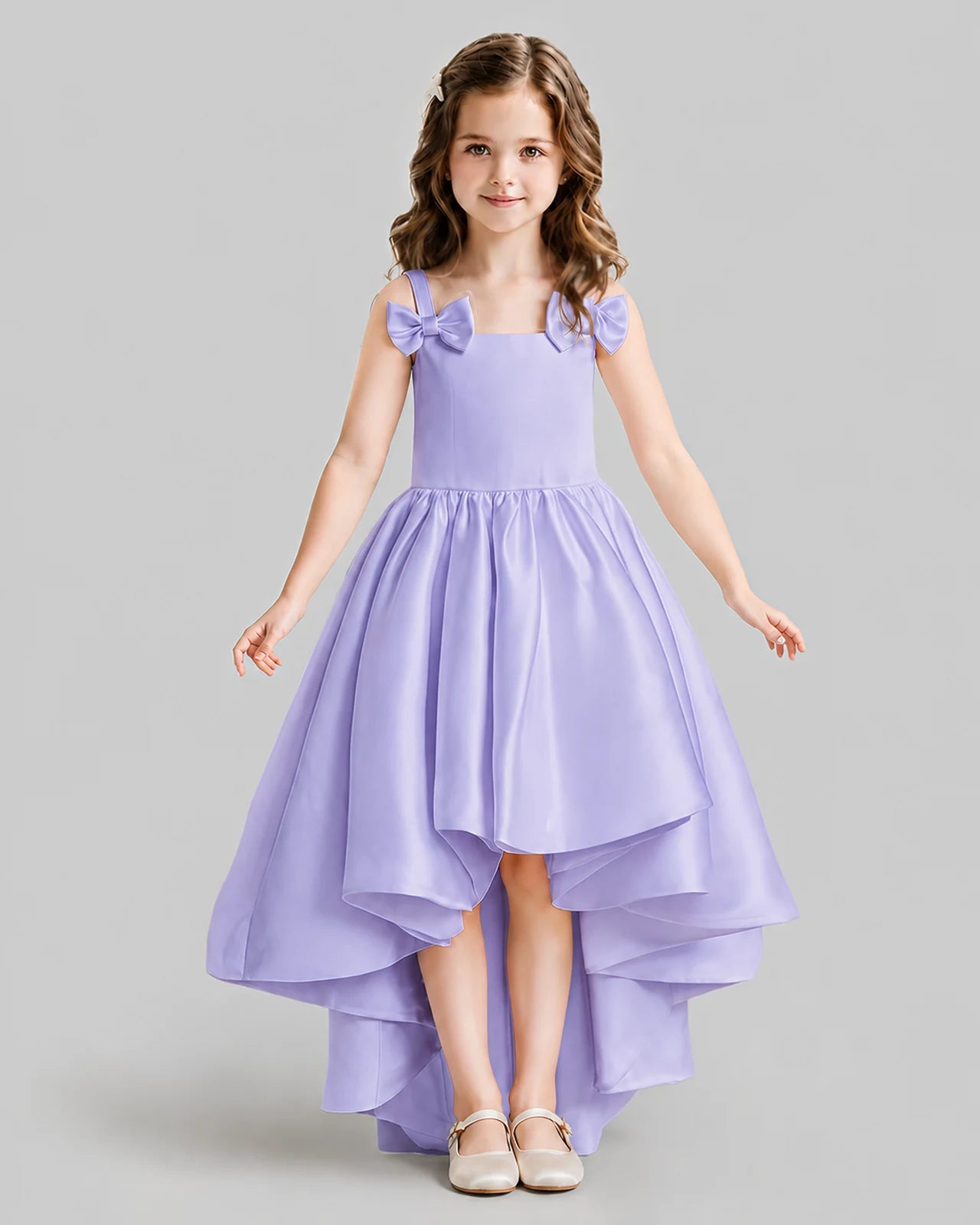 Lavender Flared Flower Girl Dresses Front