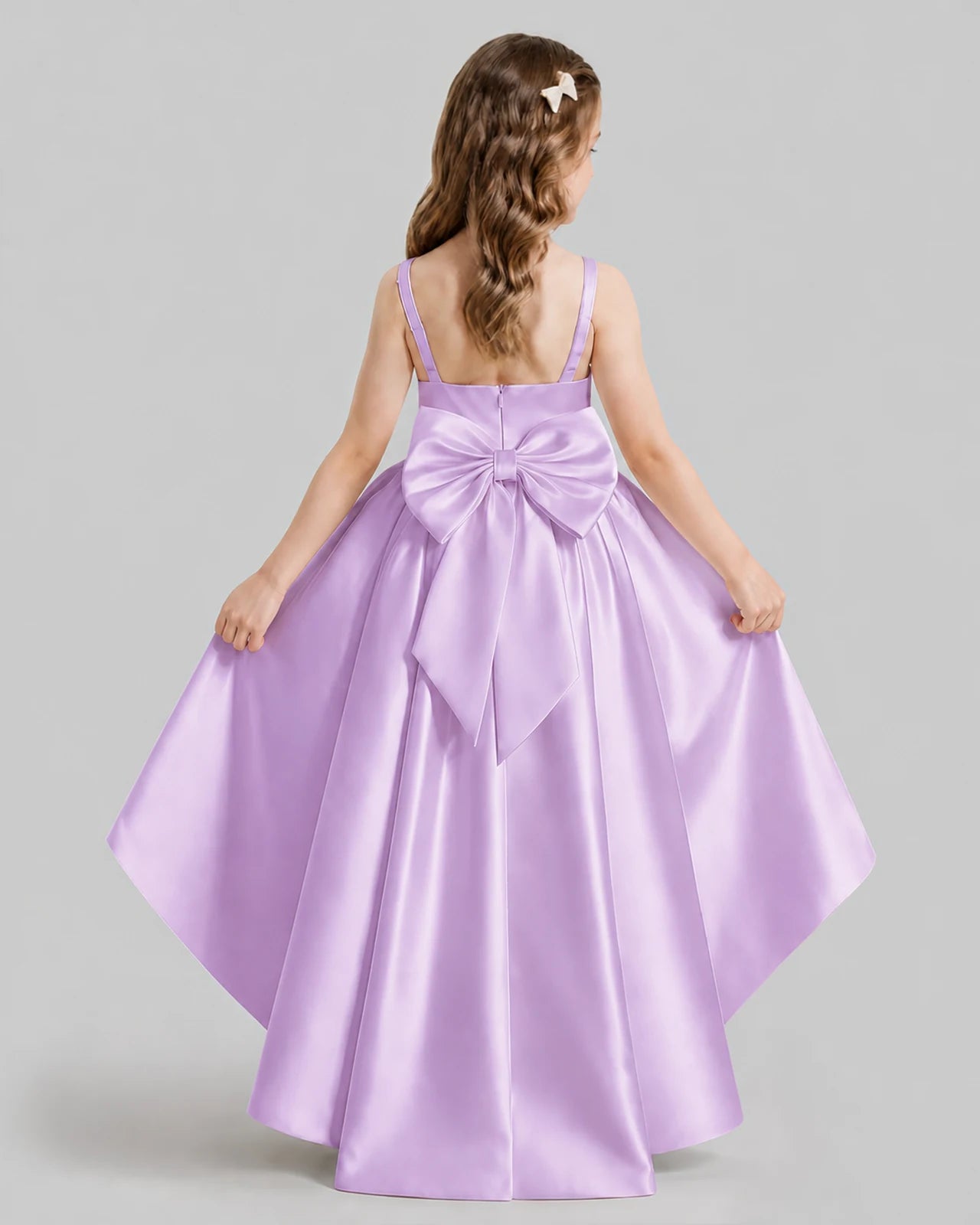 Lilac Flared Flower Girl Dresses Back