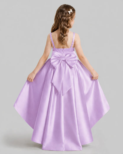 Lilac Flared Flower Girl Dresses Back