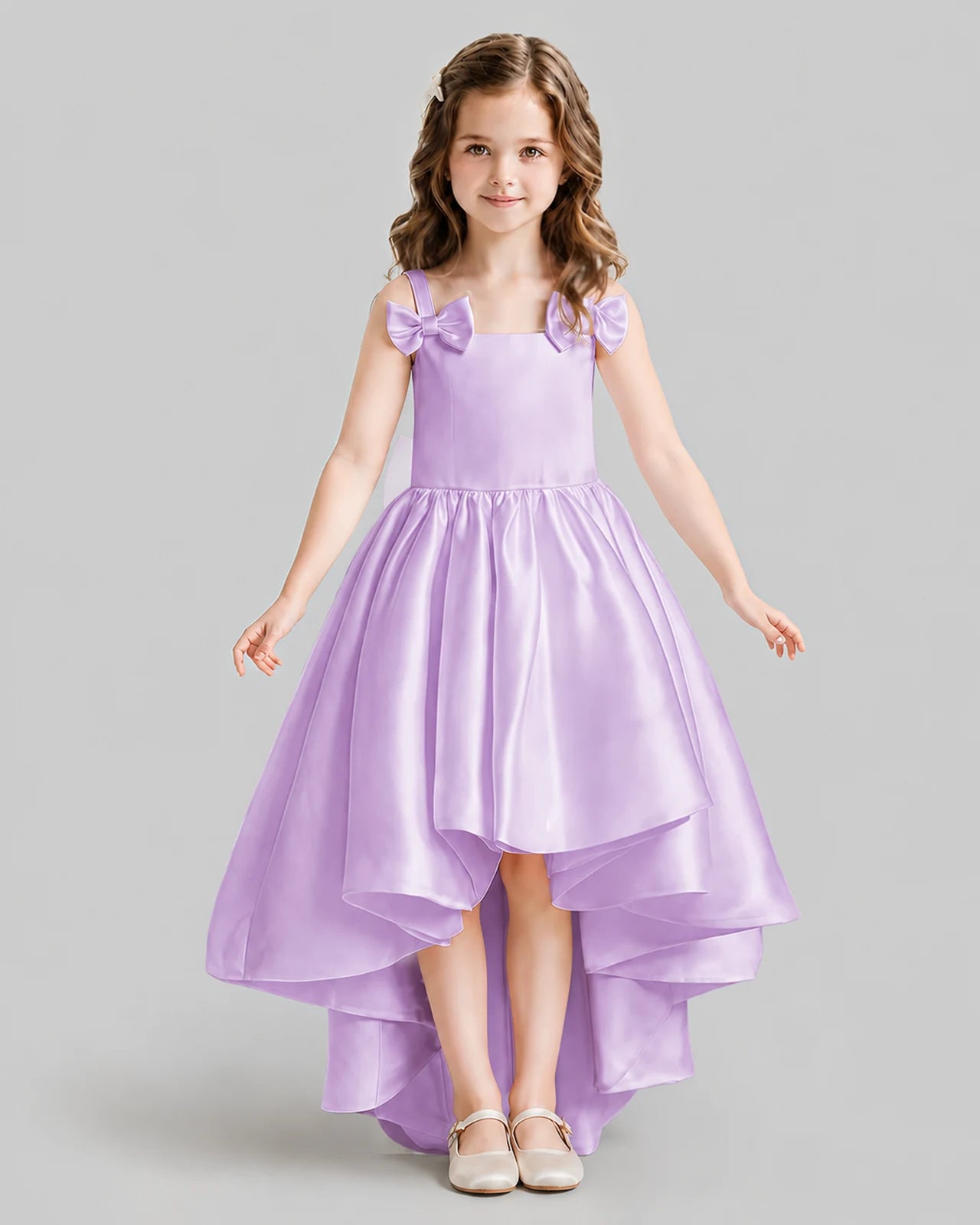 Lilac Flared Flower Girl Dresses Front