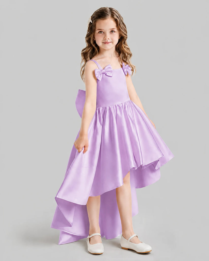 Lilac Flared Flower Girl Dresses Side
