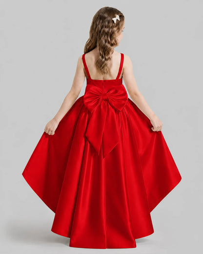 Red Flared Flower Girl Dresses Back