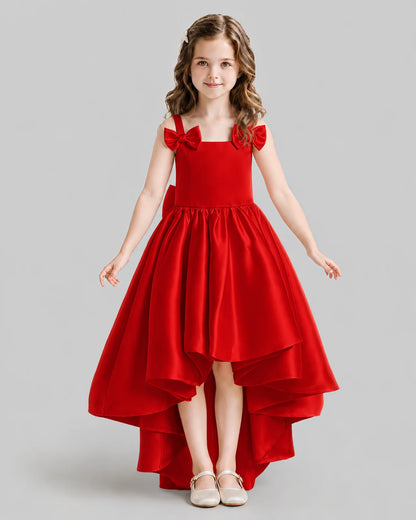 Red Flared Flower Girl Dresses Front