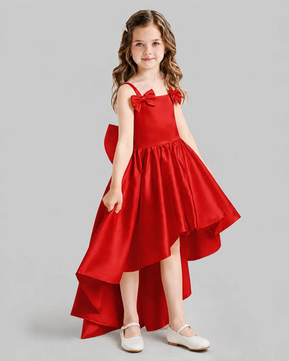 Red Flared Flower Girl Dresses Side
