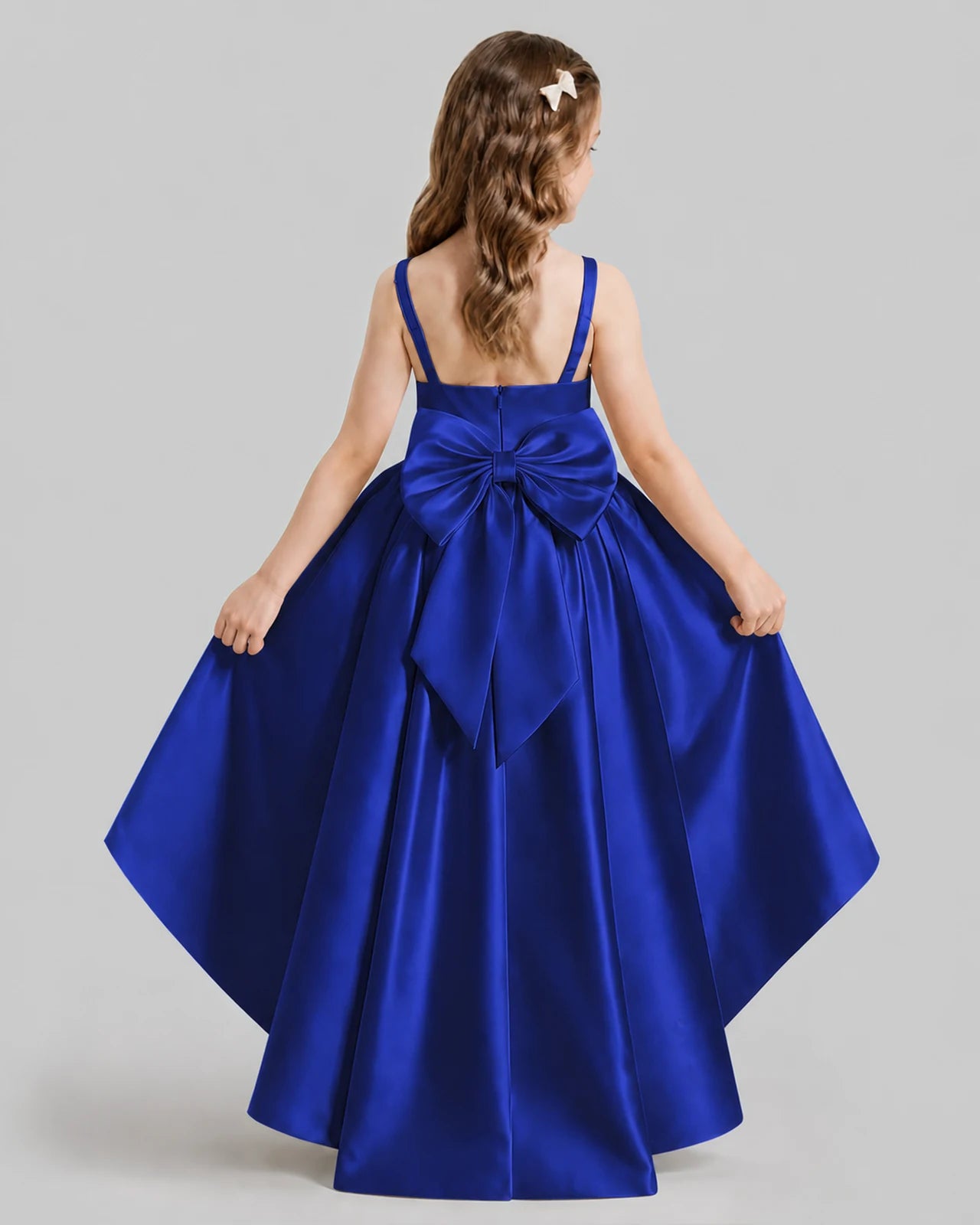 Royal Blue Flared Flower Girl Dresses Back