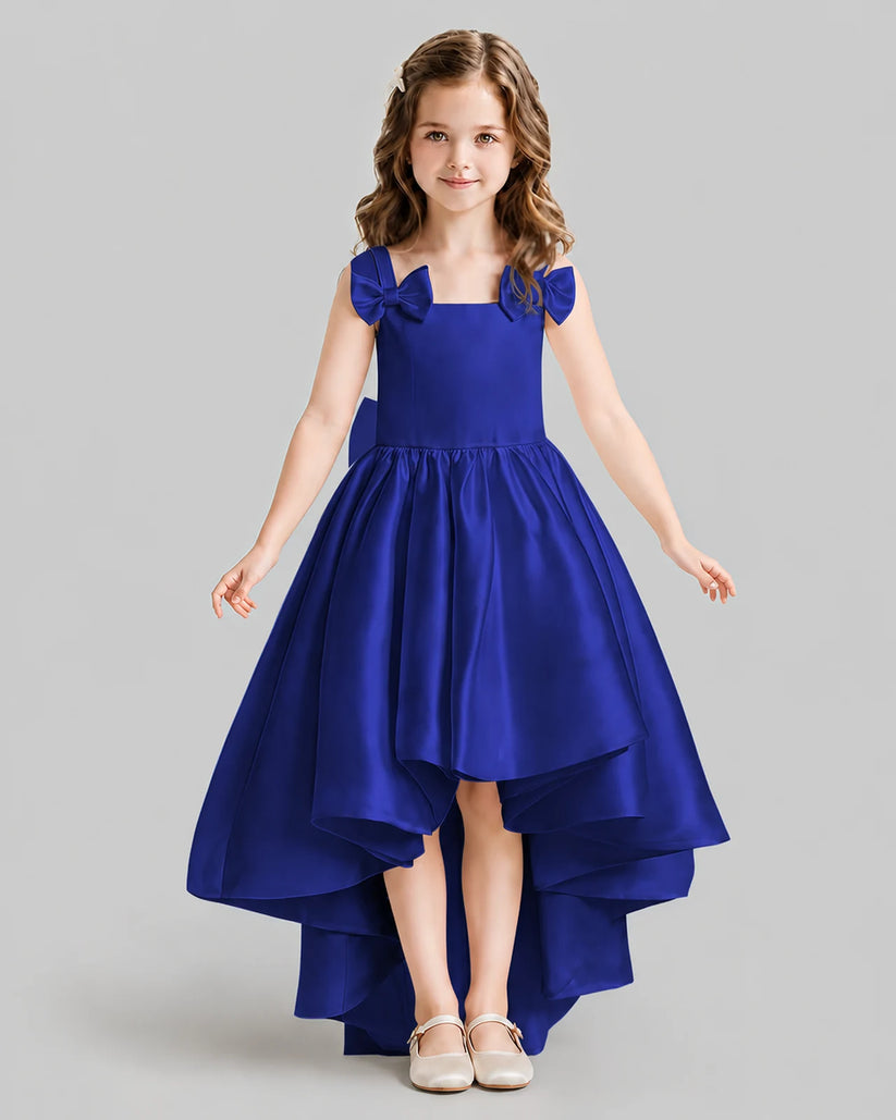 Royal Blue Flared Flower Girl Dresses Front