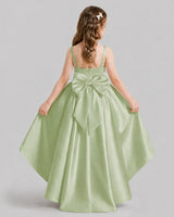 Sage Green Flared Flower Girl Dresses Back