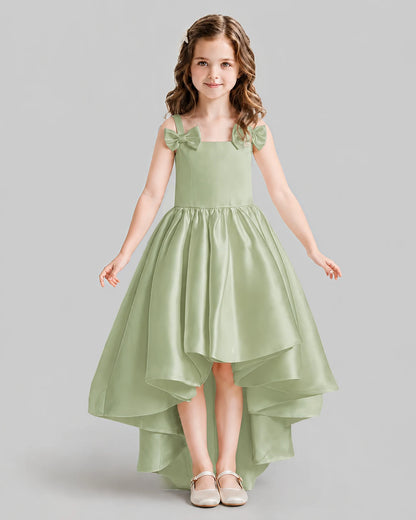 Sage Green Flared Flower Girl Dresses Front