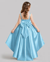 Sky Blue Flared Flower Girl Dresses Back