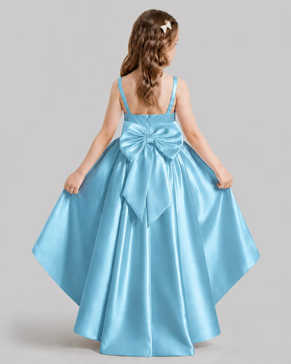 Sky Blue Flared Flower Girl Dresses Back