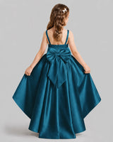 Teal Flared Flower Girl Dresses Back