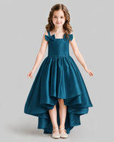 Teal Flared Flower Girl Dresses Front