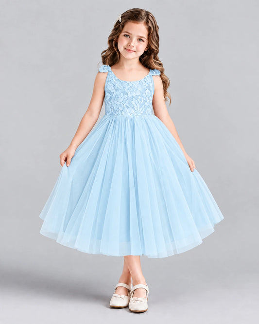 Baby Blue Ball Gown Girls Formal Dress Front