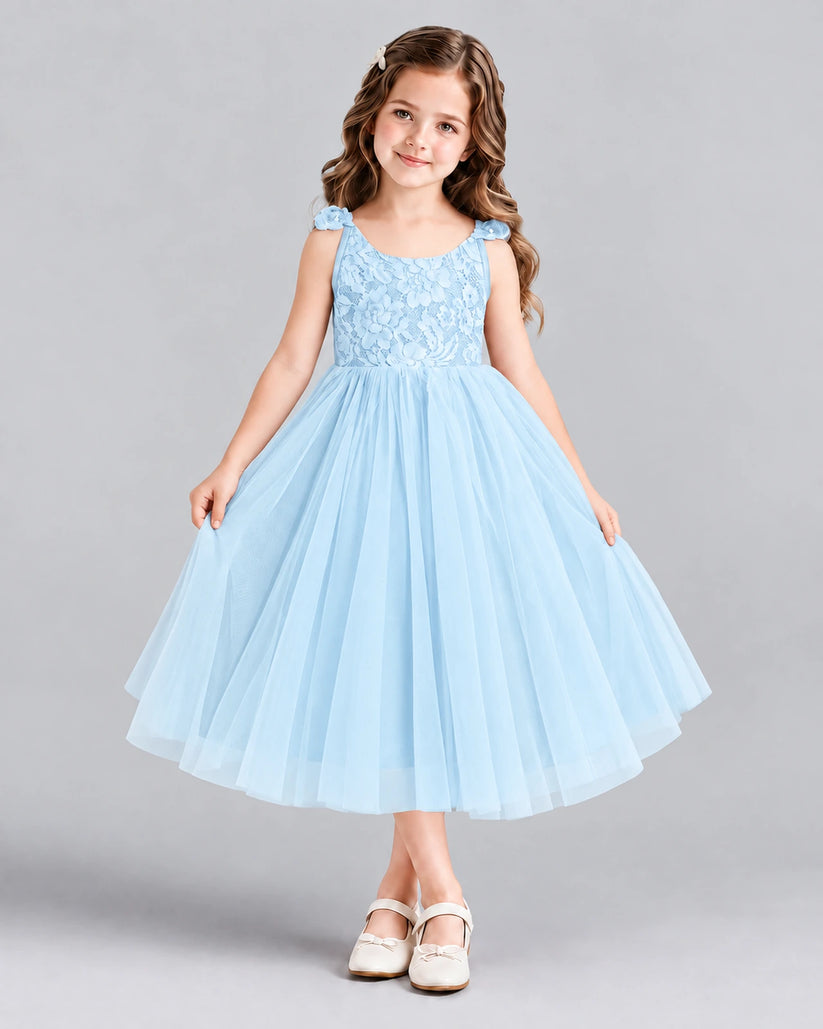 Baby Blue Ball Gown Girls Formal Dress Front