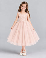 Blush Pink Ball Gown Girls Formal Dress Front