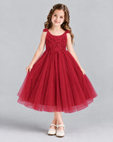 Burgundy Ball Gown Girls Formal Dress Front
