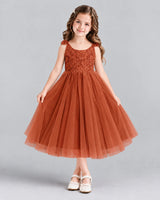 Burnt Orange Ball Gown Girls Formal Dress Front