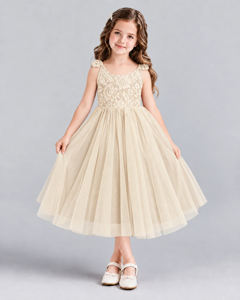 Champagne Ball Gown Girls Formal Dress Front