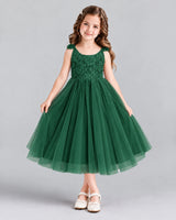 Dark Green Ball Gown Girls Formal Dress Front