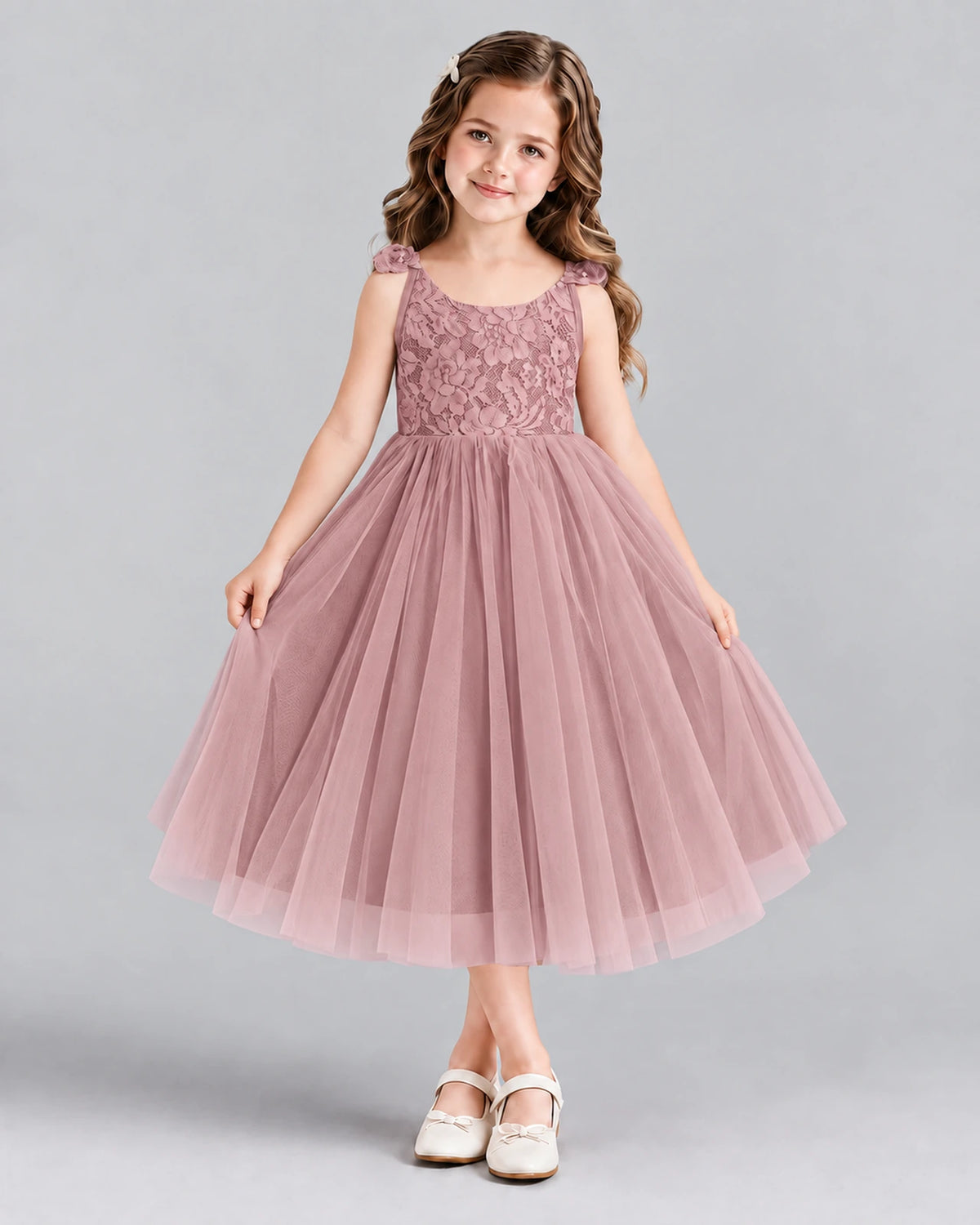 Dusty Rose Ball Gown Girls Formal Dress Front