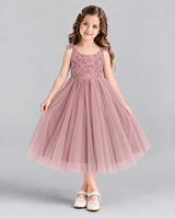 Dusty Rose Ball Gown Girls Formal Dress Front