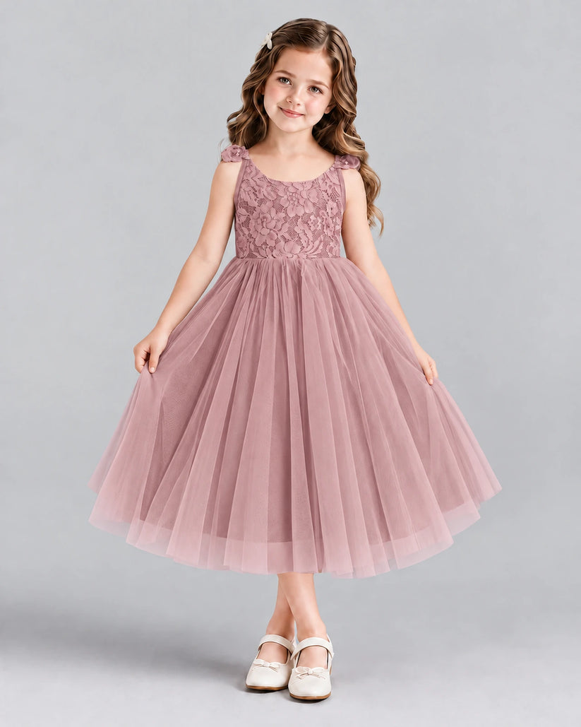 Dusty Rose Ball Gown Girls Formal Dress Front