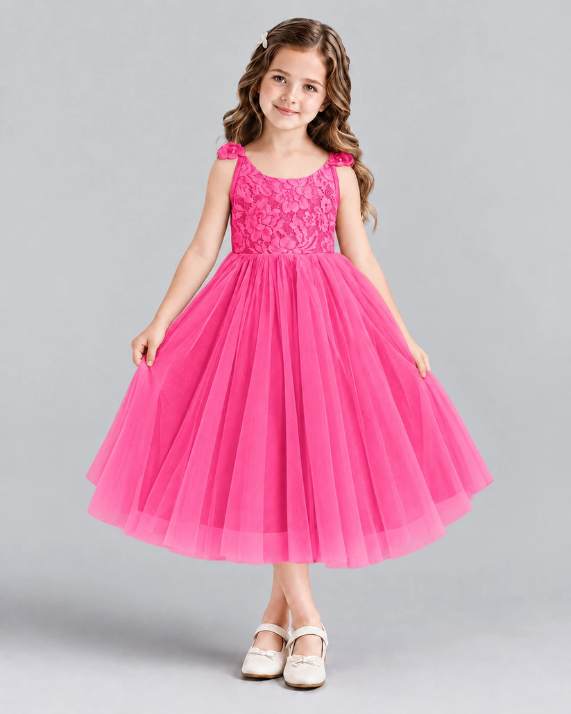 Hot Pink Ball Gown Girls Formal Dress Front