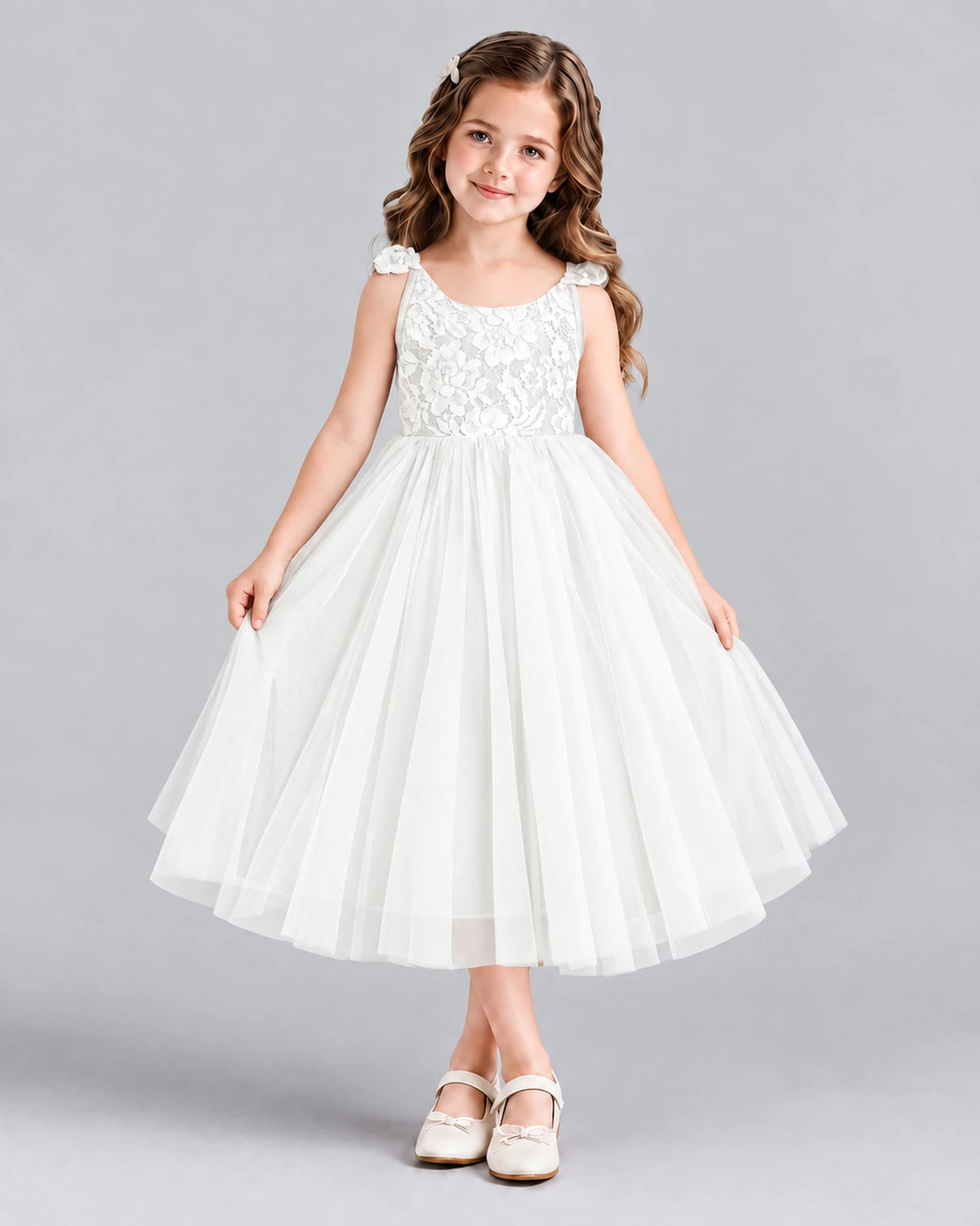 Ivory Ball Gown Girls Formal Dress Front