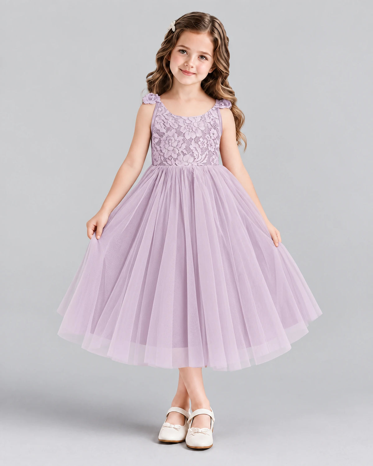 Lilac Ball Gown Girls Formal Dress Front