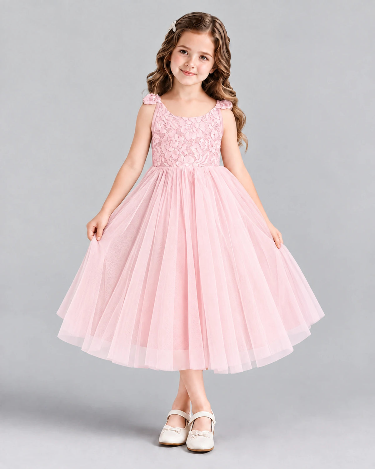 Pink Ball Gown Girls Formal Dress Front