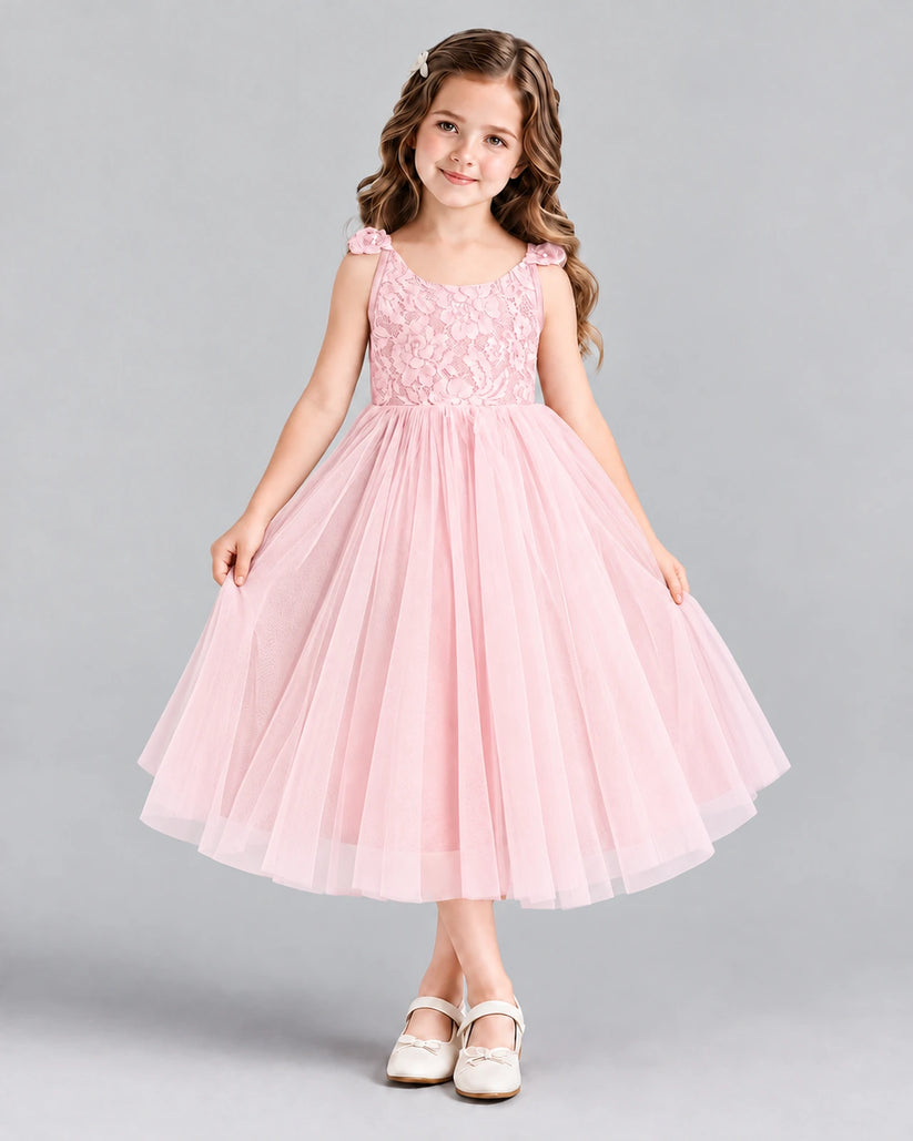 Pink Ball Gown Girls Formal Dress Front