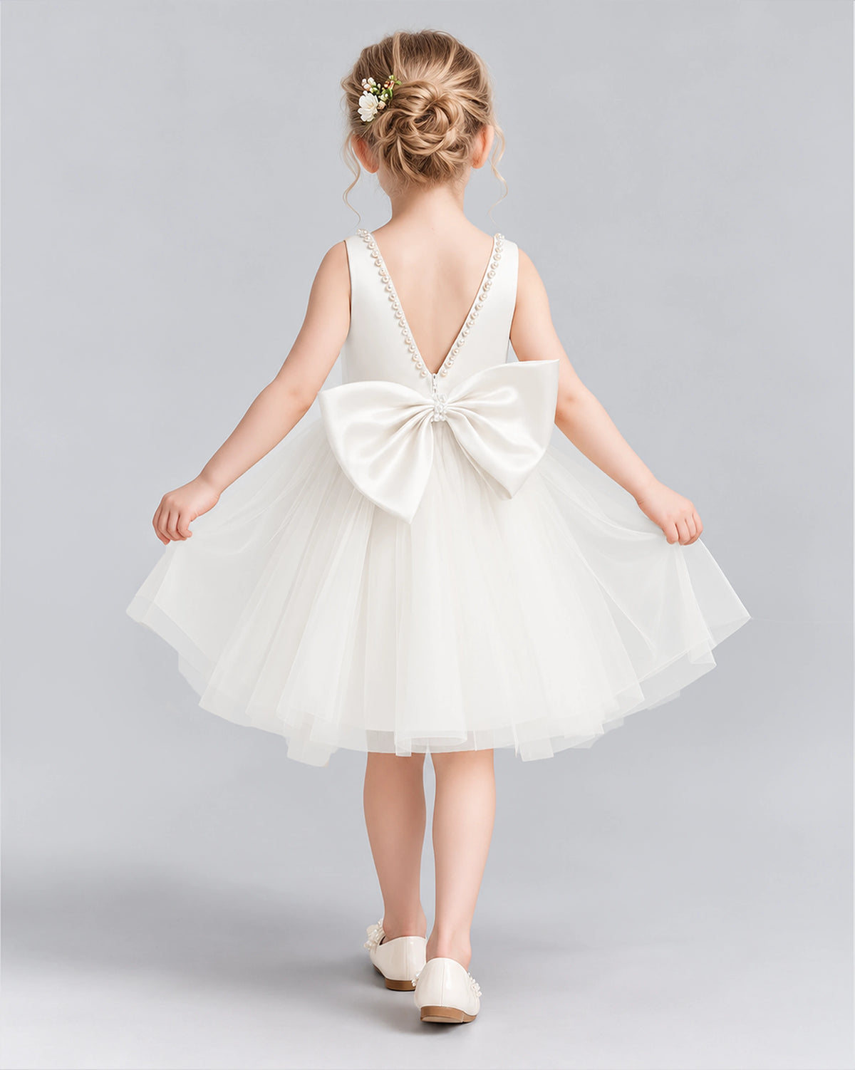 Ivory Ball Gown Flower Girl Dress Back [Shared]