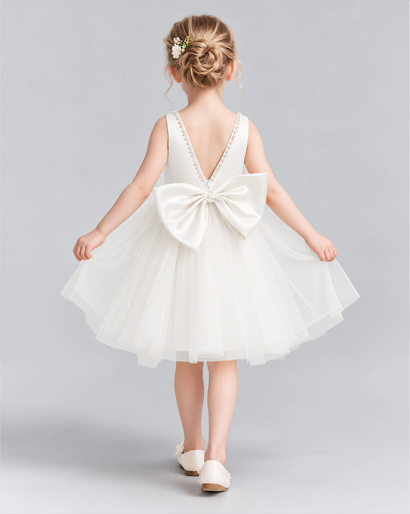 Ivory Ball Gown Flower Girl Dress Back [Shared]