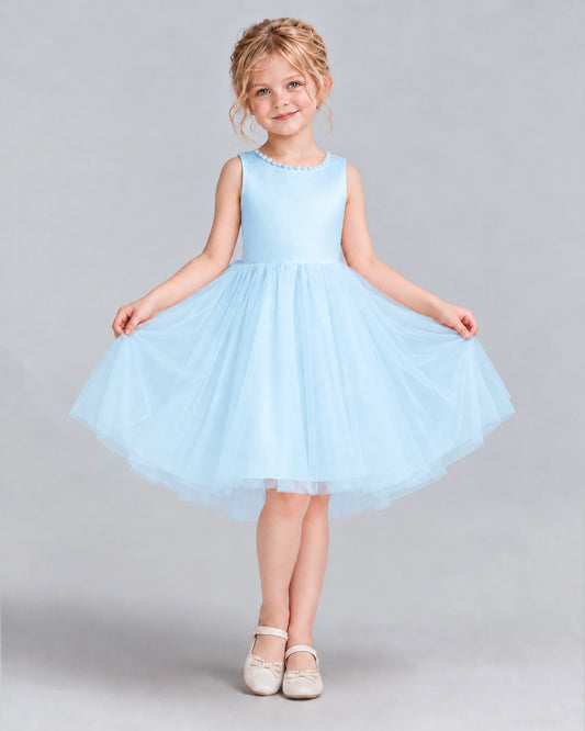 Baby Blue Ball Gown Flower Girl Dress Front