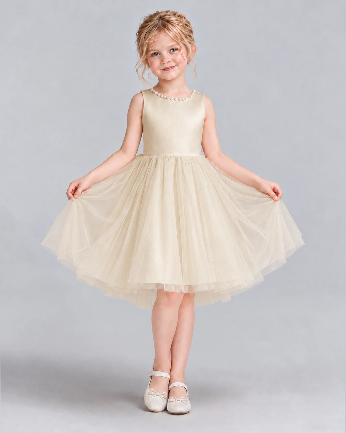 Champagne Ball Gown Flower Girl Dress Front