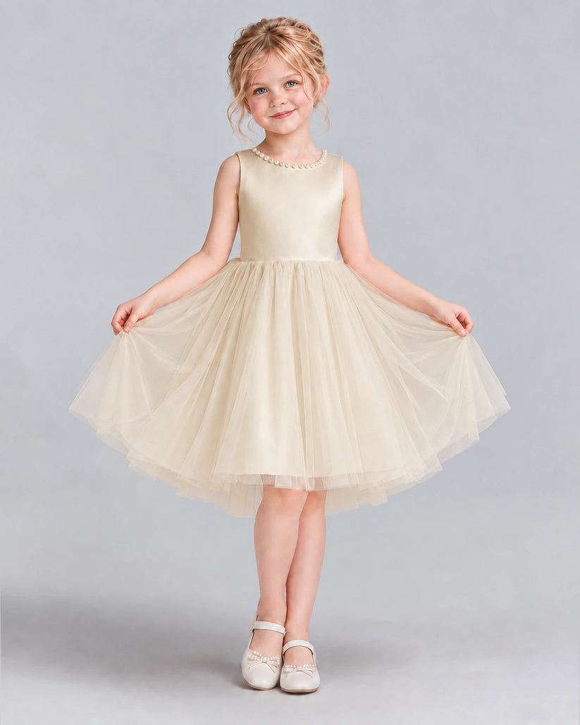 Champagne Ball Gown Flower Girl Dress Front