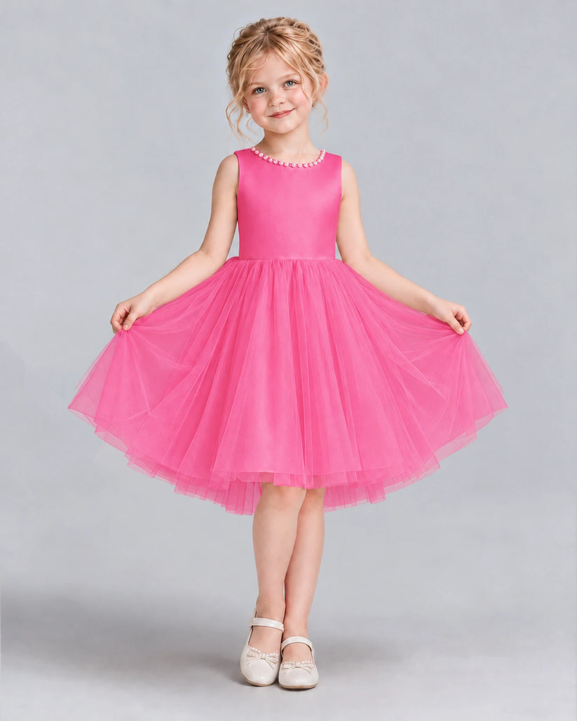 Hot Pink Ball Gown Flower Girl Dress Front