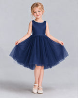 Navy Blue Ball Gown Flower Girl Dress Front