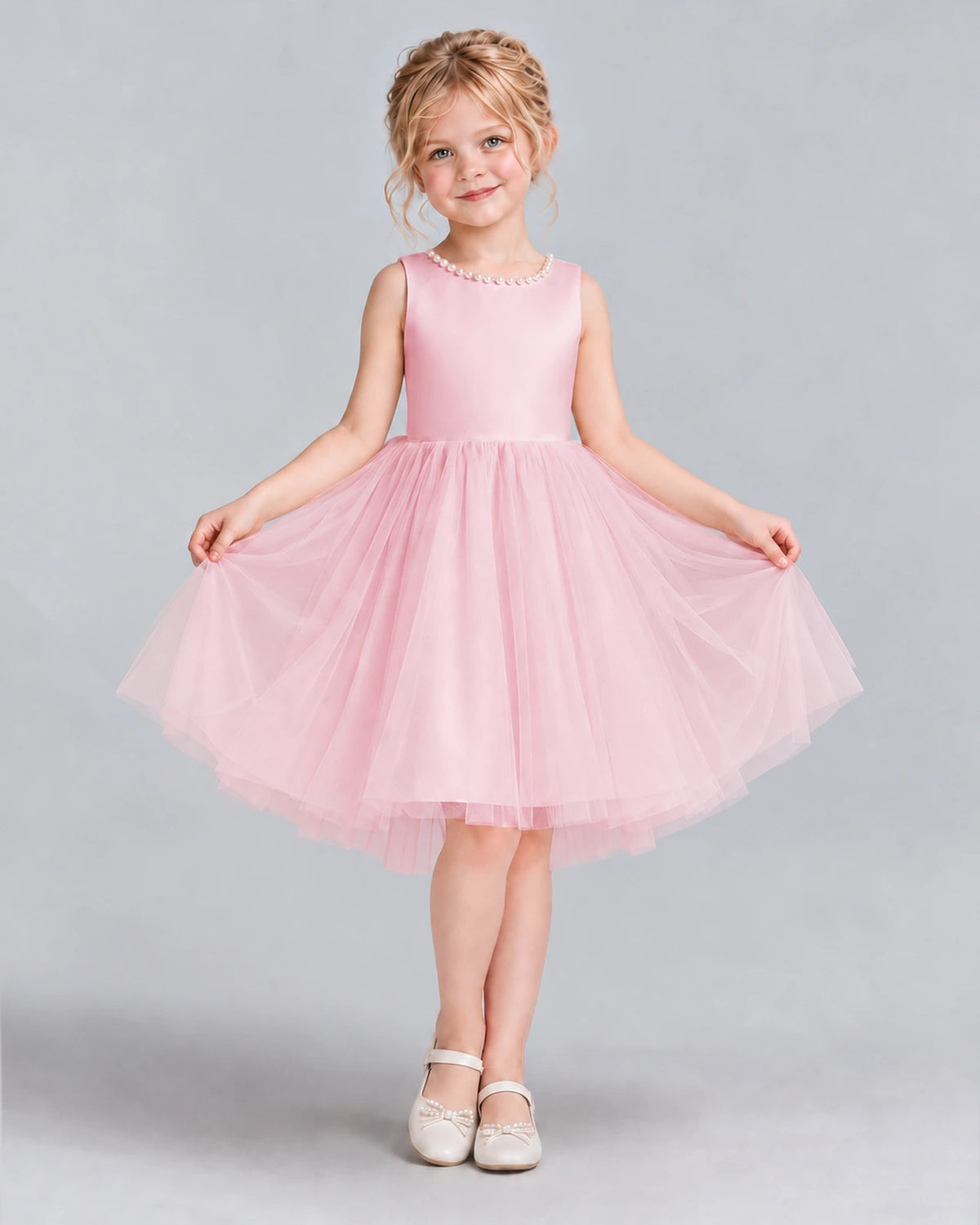 Pink Ball Gown Flower Girl Dress Front