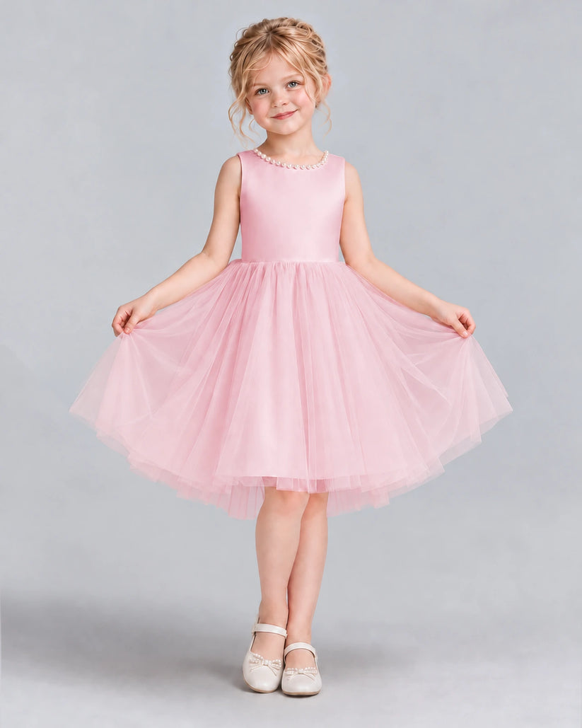 Pink Ball Gown Flower Girl Dress Front