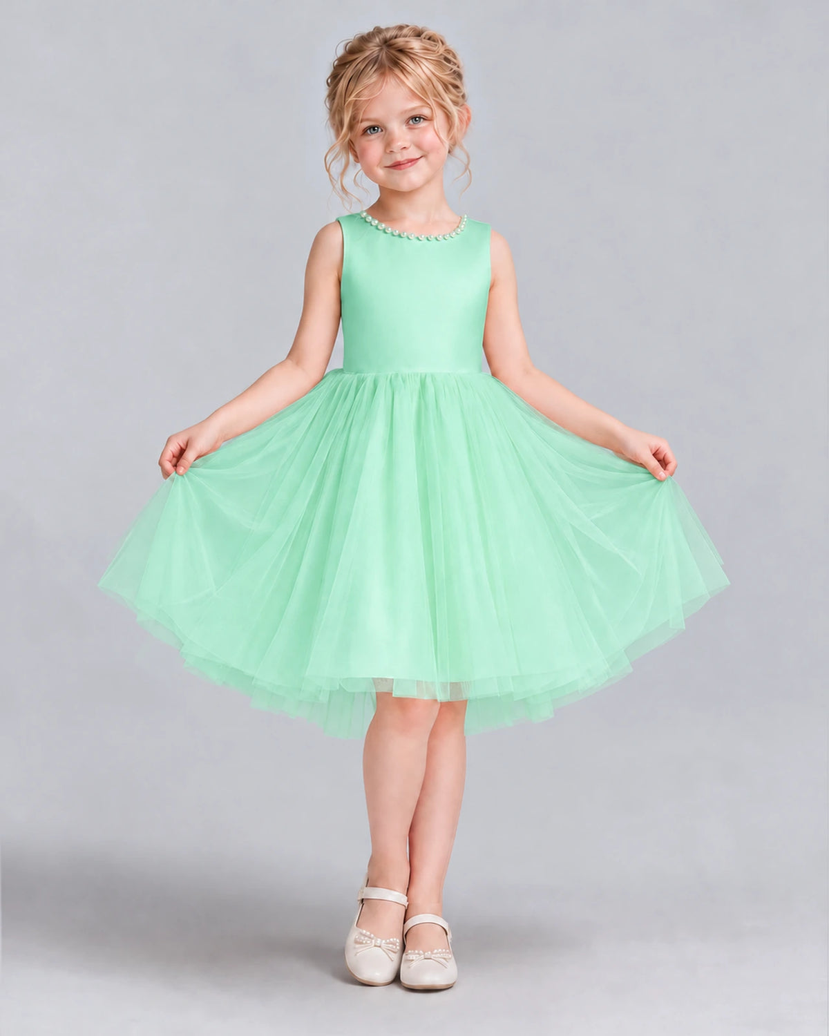 Turquoise Ball Gown Flower Girl Dress Front
