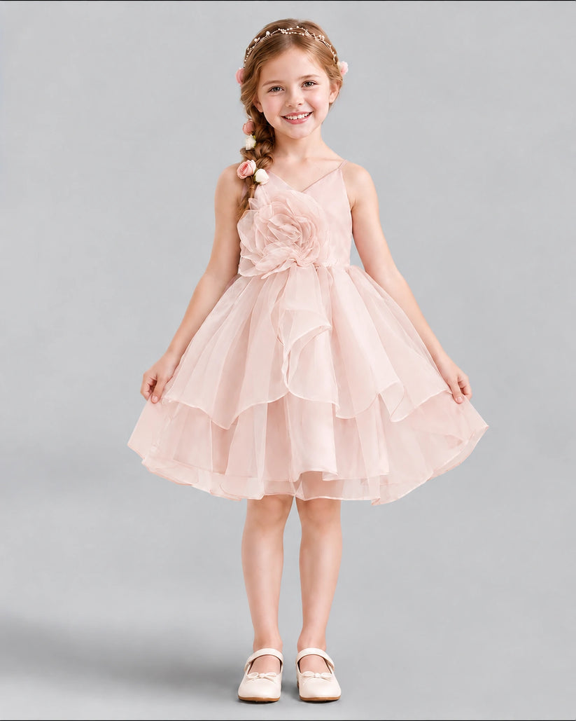 Blush Pink A-line Girls Formal Dress Front