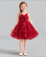 Burgundy A-line Girls Formal Dress Front